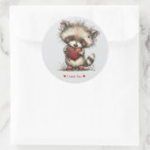 Whimsical Watercolor Raccoon Love Sticker (Tas)