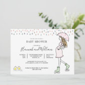 Whimsical Watercolor Rainy Day Baby Shower Kaart (Staand voorkant)