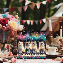 Whimsical Watercolor Regenboog Katten Valentijn Feestdagenkaart