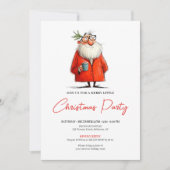 Whimsical Watercolor Santa Funny Holiday Invite Kaart (Voorkant)