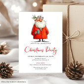 Whimsical Watercolor Santa Funny Holiday Invite Kaart