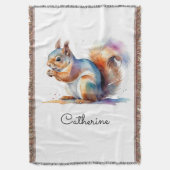 Whimsical Watercolor Squirrel Personalized Deken (Voorkant Verticaal)