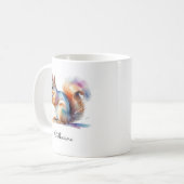 Whimsical Watercolor Squirrel Personalized Name Koffiemok (Voorkant links)