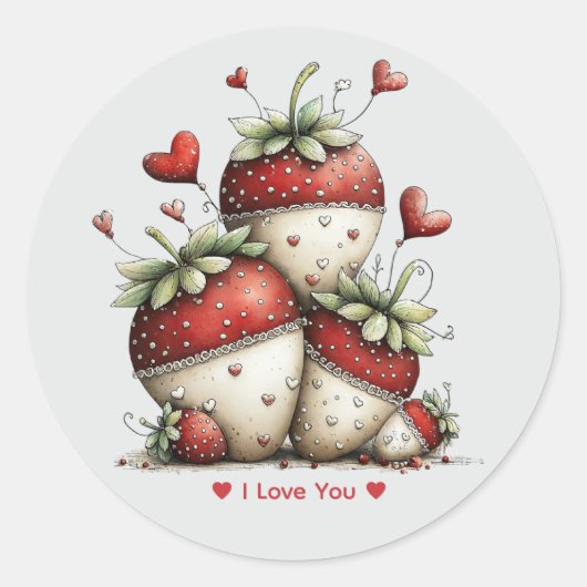 Whimsical Watercolor Strawberries Sticker (Voorkant)
