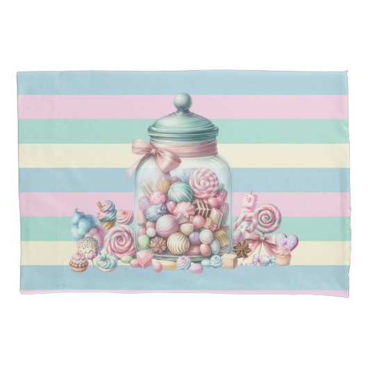 Whimsical Watercolor Sweet Candy Kussensloop (Voorkant-Links)