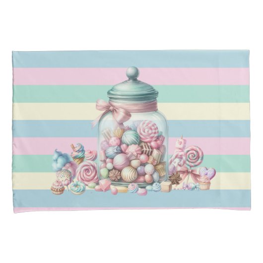 Whimsical Watercolor Sweet Candy Kussensloop (Voorkant-Rechts)
