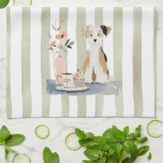  Whimsical Watercolor Tea Time Dog Kitchen Towels Theedoek