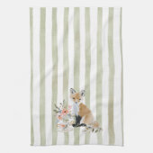 Whimsical Watercolor Tea Time Fox Kitchen Towels Theedoek (Verticaal)
