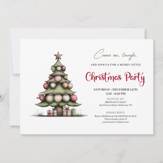 Whimsical watercolor tree editable festive invite kaart (Voorkant)