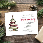 Whimsical watercolor tree funny Christmas invite Kaart