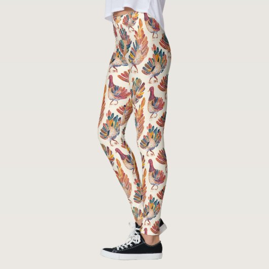 Whimsical Watercolor Turkey – Autumn Thanksgiving Leggings (Links)