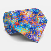 Whimsical Watercolor Underwater Scene Ocean Stropdas (Opgerold)