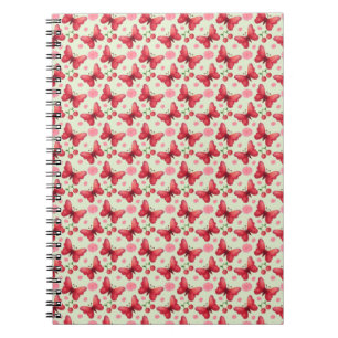 Whimsical Watercolor Vlinder en Kersen Patroon Notitieboek