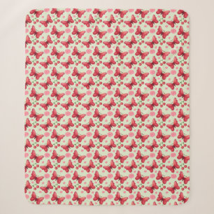 Whimsical Watercolor Vlinder en Kersen Patroon Sherpa Deken