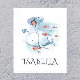 Whimsical Watercolor Walvis en Vissen Poster