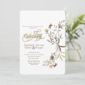 Whimsical Watercolor Wildebloem Bruiloft   Kaart (Staand voorkant)