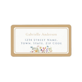 Whimsical Watercolor Wildflowers Gold Wedding  Etiket