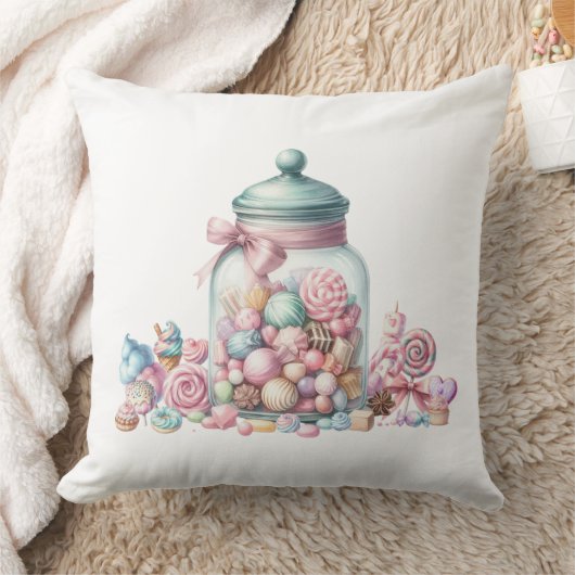 Whimsical Watercolor Zoete Snoepjes Kussen (Deken)