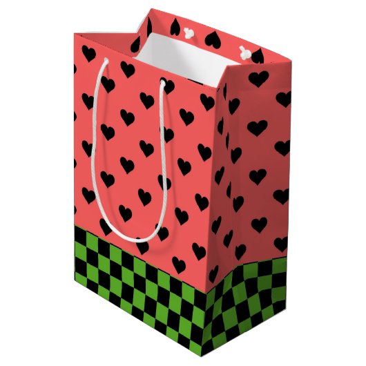 Whimsical Watermelon Colors patterated Medium Cadeauzakje (Achterkant Gekanteld)