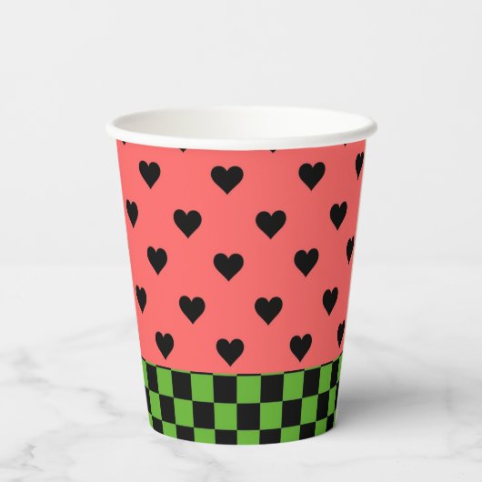 Whimsical Watermelon Colors patterated Papieren Bekers (Achterkant)