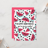 Whimsical Watermelon One in een Melon Birthday Kaart (Voorkant / Achterkant in situ)