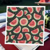 Whimsical Watermelon Waterverf op Starry Black Servet