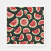 Whimsical Watermelon Waterverf op Starry Black Servet (Voorkant)