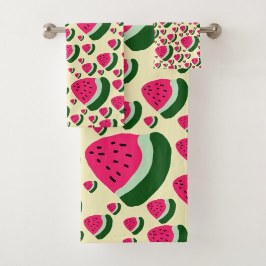 Whimsical Watermelons Cute Summer Fruit Pattern Bad Handdoek (Insitu)