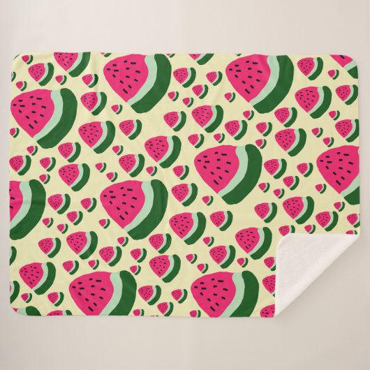Whimsical Watermelons Cute Summer Fruit Pattern  Sherpa Deken (Voorkant (horizontaal))