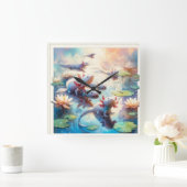 Whimsical Waters 2 - Watercolor Vierkante Klok (Huis)