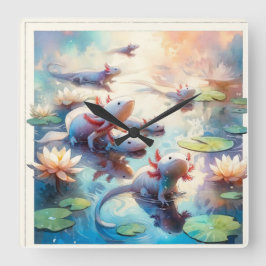 Whimsical Waters 2 - Watercolor Vierkante Klok