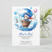 Whimsical Waters: Waterverf Boy Baby shower Kaart (Staand voorkant)