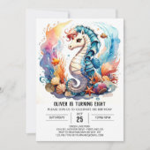 Whimsical Waters Zeepaardje Verjaardag Kaart (Voorkant)