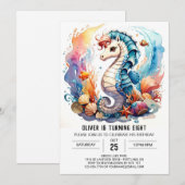 Whimsical Waters Zeepaardje Verjaardag Kaart (Voorkant / Achterkant)