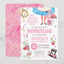 Whimsical Waterverf Alice in Wonderland Birthday