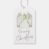 Whimsical Waterverf Angel Merry kerstnaam Cadeaulabel (Voorkant)