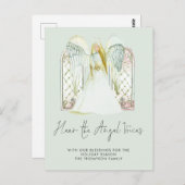 Whimsical Waterverf Angel Voices Script Nativiteit Briefkaart (Voorkant / Achterkant)