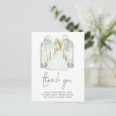 Whimsical Waterverf Angel White Script Bedankt Briefkaart (Staand voorkant)