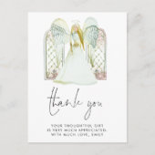 Whimsical Waterverf Angel White Script Bedankt Briefkaart (Voorkant)