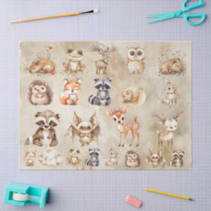 Whimsical Waterverf Animals Decoupage collectie Tissuepapier