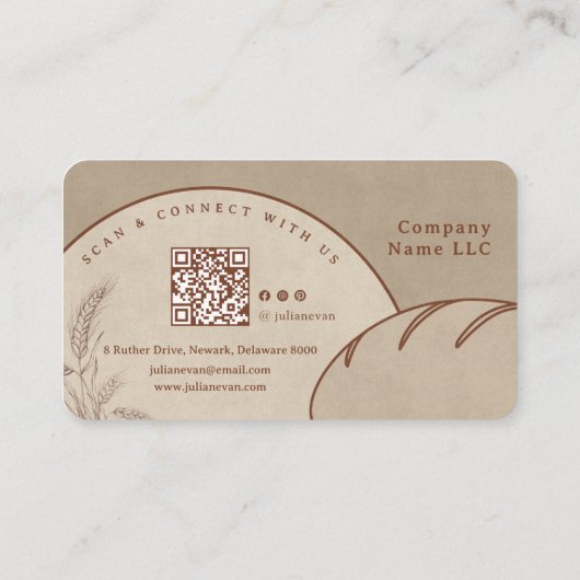 Whimsical Waterverf Artisan Bakkerij Zelfgemaakt B Visitekaartje (Achterkant)