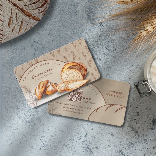 Whimsical Waterverf Artisan Bakkerij Zelfgemaakt B Visitekaartje