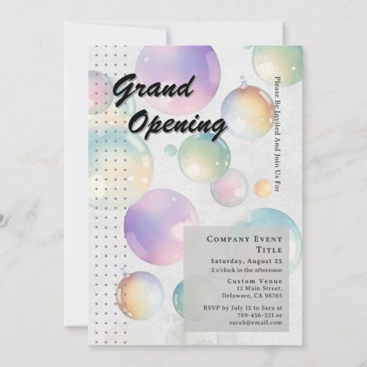 Whimsical Waterverf Aura Bubble Grand Opening Kaart (Voorkant)