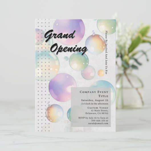 Whimsical Waterverf Aura Bubble Grand Opening Kaart (Staand voorkant)