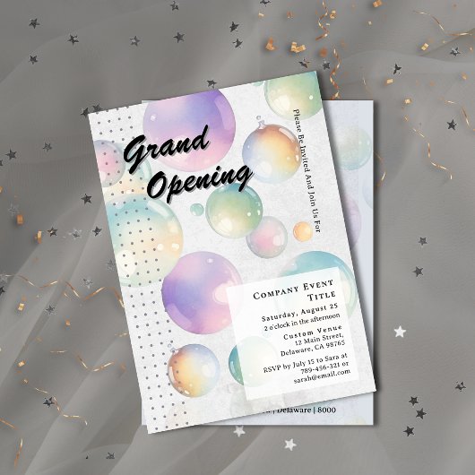 Whimsical Waterverf Aura Bubble Grand Opening Kaart