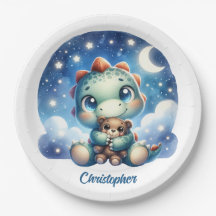 Whimsical waterverf baby dino knuffelen beer