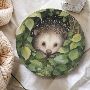 Whimsical Waterverf Baby Hedgehog Baby shower Papieren Bordje