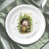 Whimsical Waterverf Baby Hedgehog Baby shower Papieren Bordje