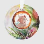 Whimsical Waterverf Baby's eerste kerstfoto Ornament (voorkant)