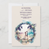 Whimsical Waterverf Beach Destination Wedding Kaart (Voorkant)